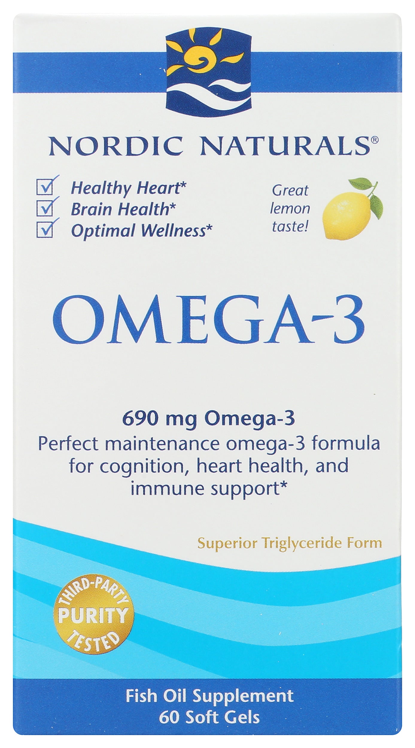 Nordic Naturals Omega-3 690mg 60 Soft Gels Front of Box