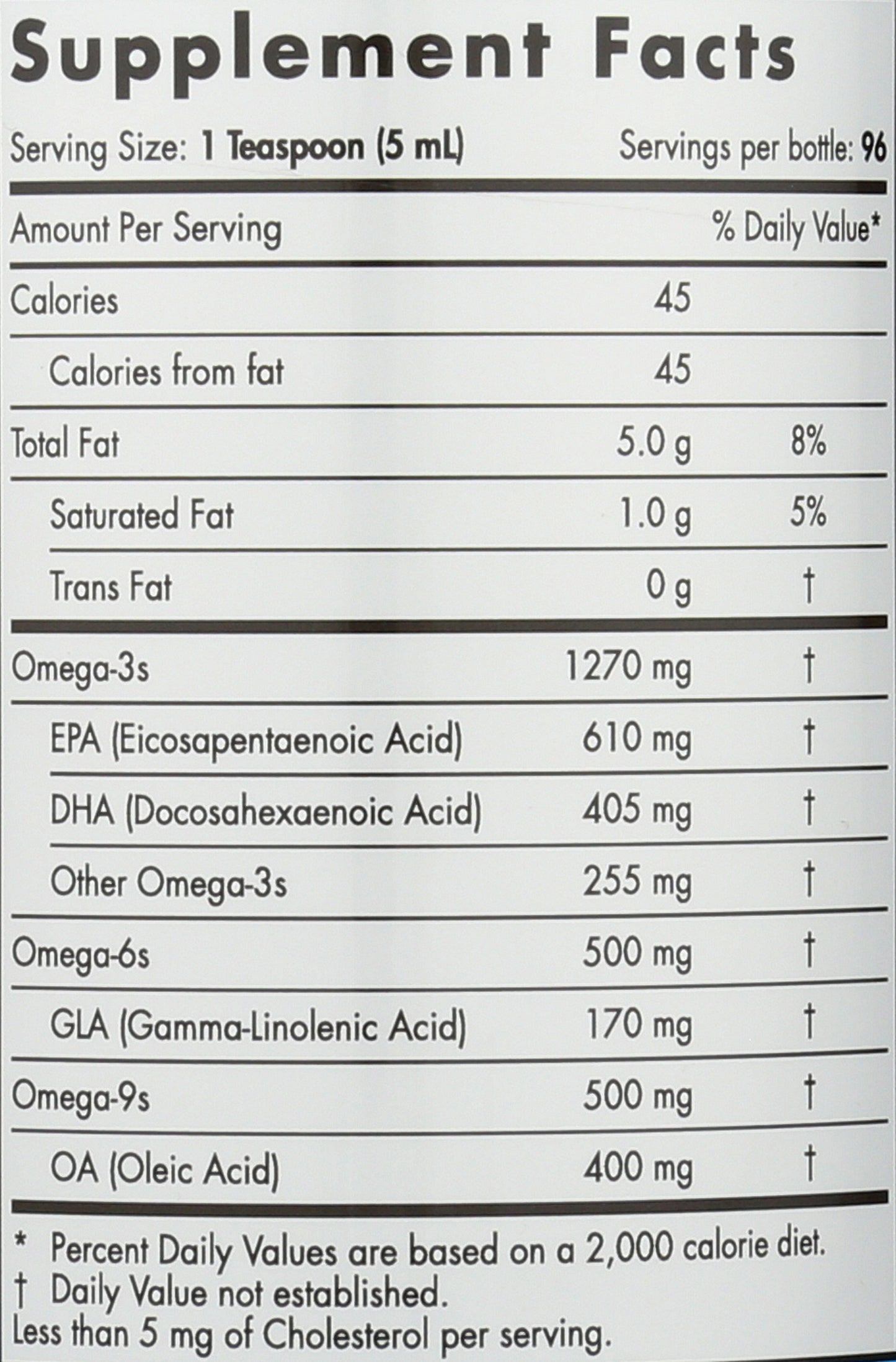 Nordic Naturals Complete Omega 1270 mg + 170 mg GLA Back of Bottle