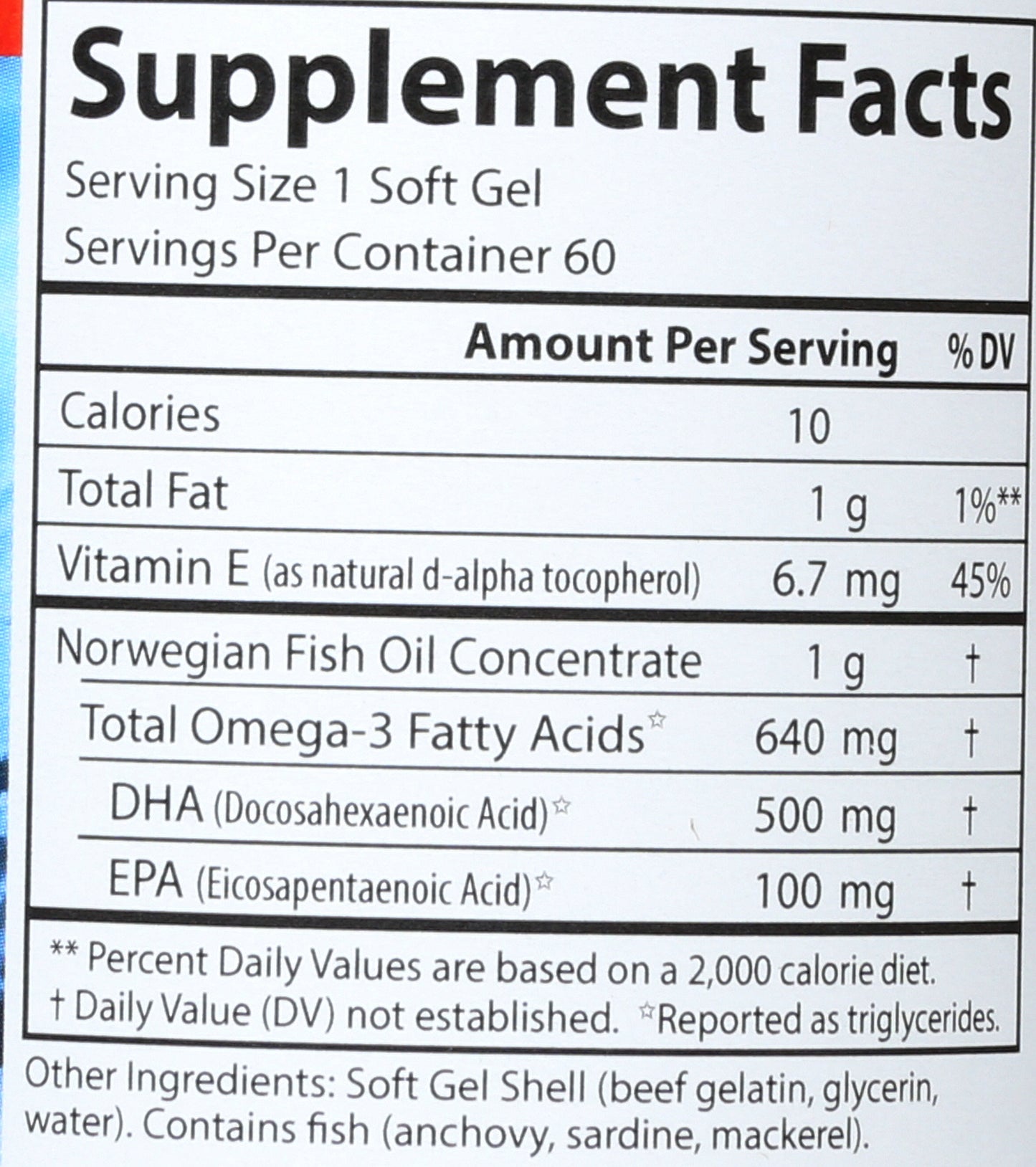 Carlson Super DHA 500 mg 60 Soft Gels Back of Bottle