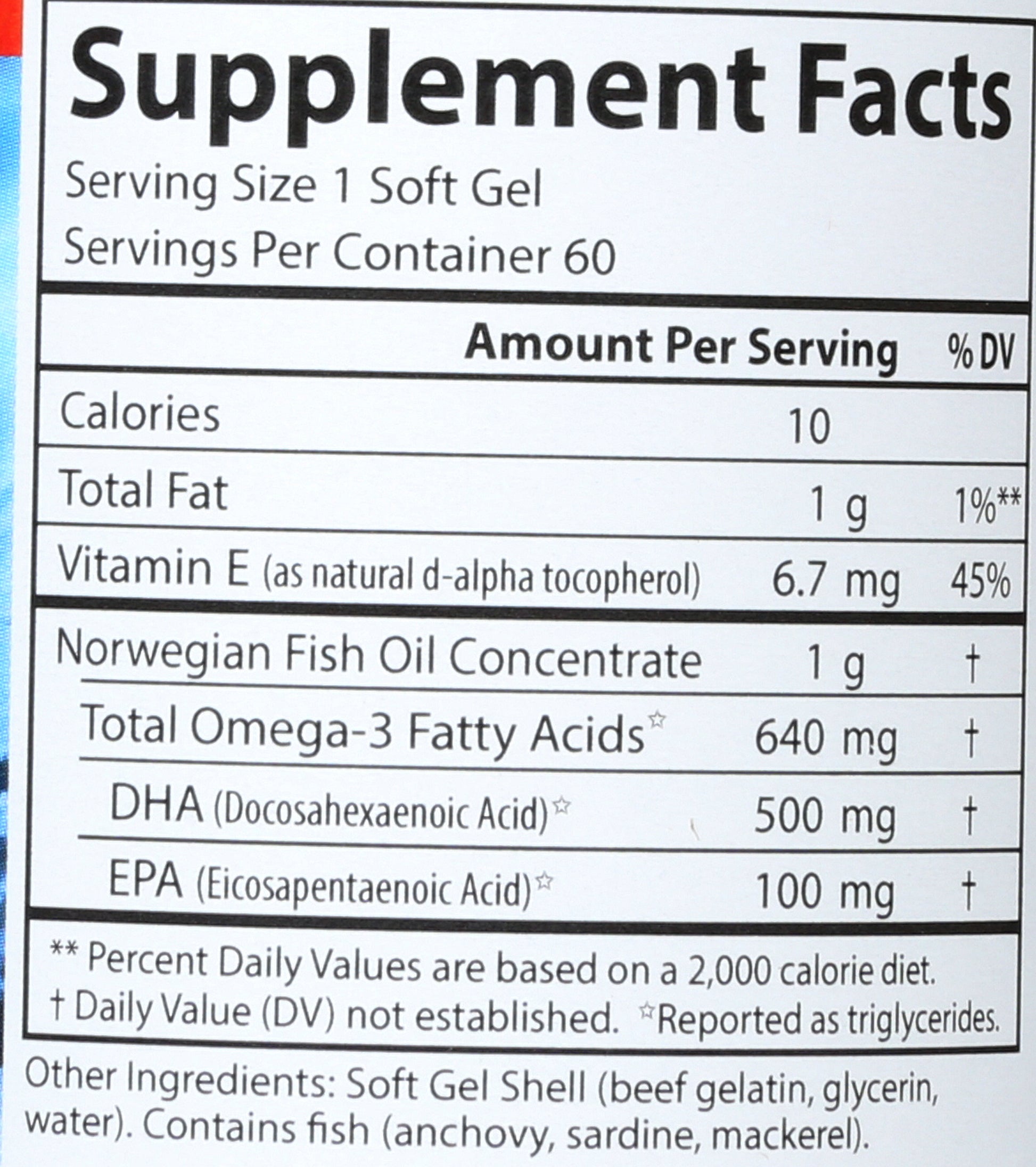 Carlson Super DHA 500 mg 60 Soft Gels Back of Bottle