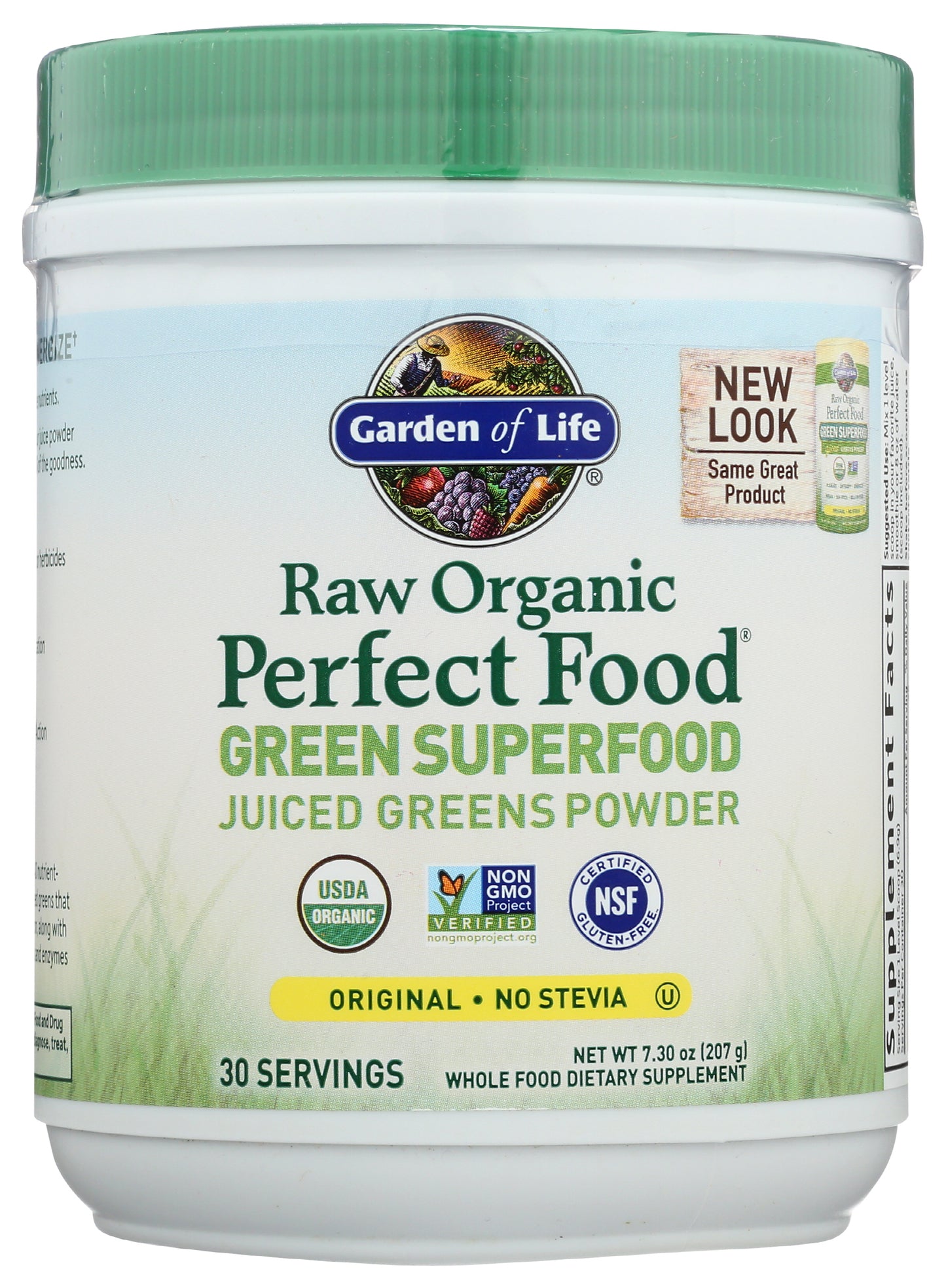 Garden of Life Raw Organic Perfect Food Green Superfood 30 Servings Front of Bottle