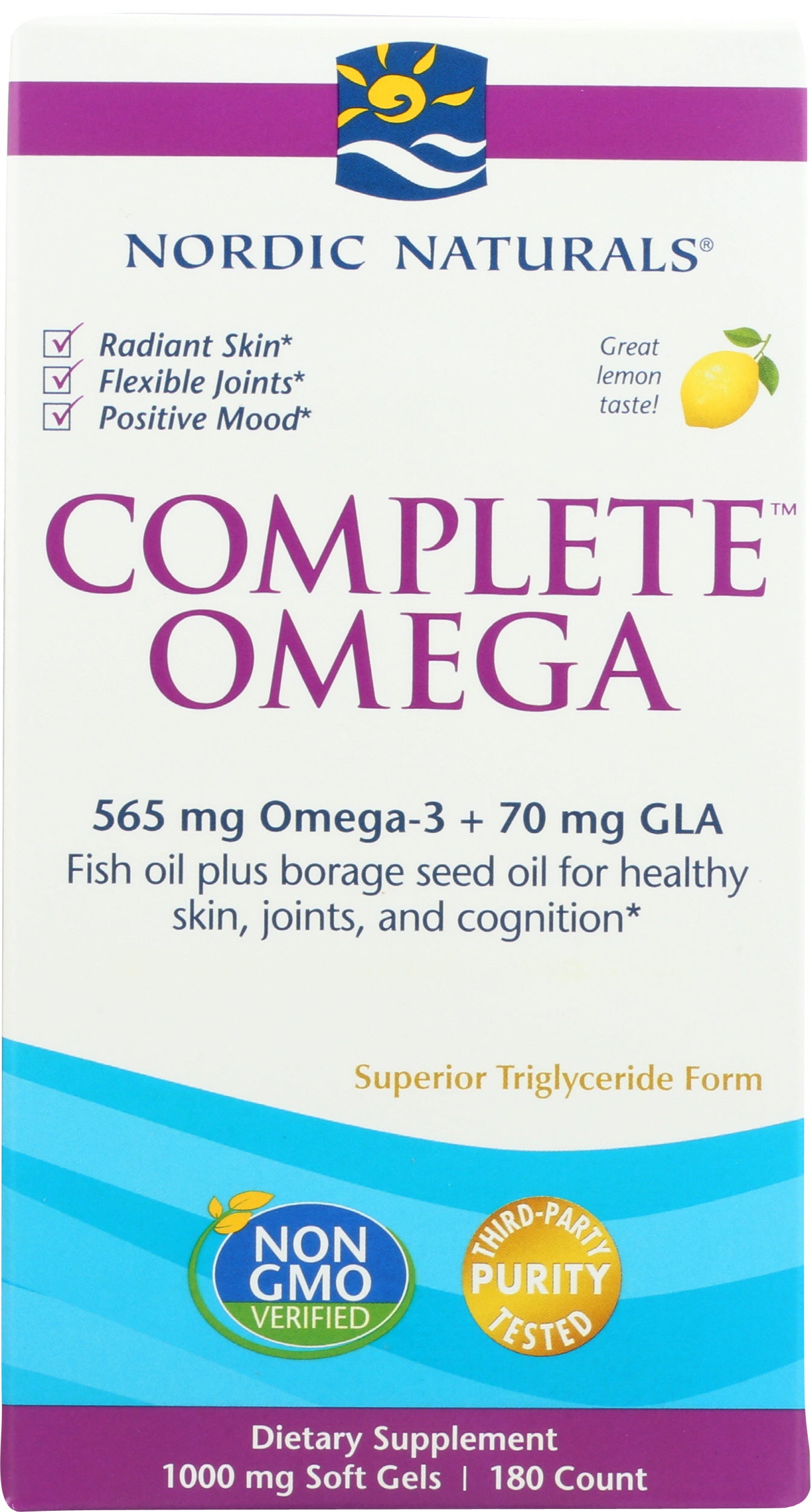 Nordic Naturals Complete Omega 565 mg + 70 mg GLA Front of Box