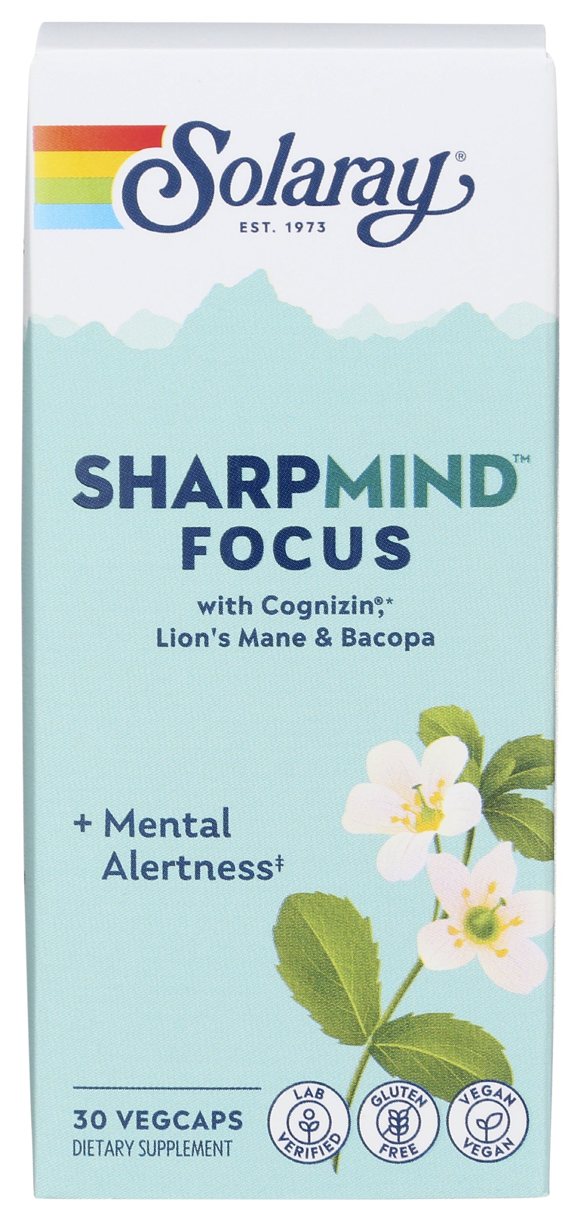 Solaray SharpMind Focus 30 VegCaps Front of Box