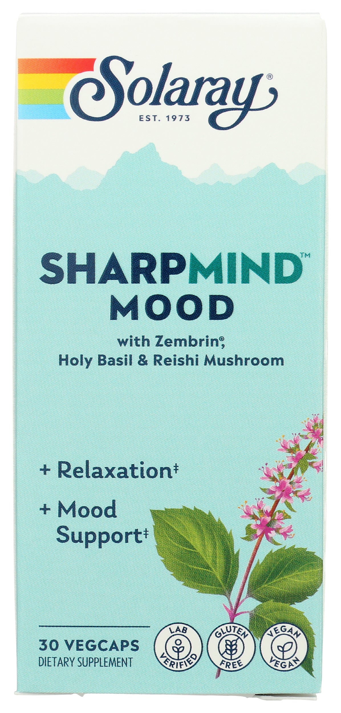 Solaray SharpMind Mood 30 VegCaps Front of Box