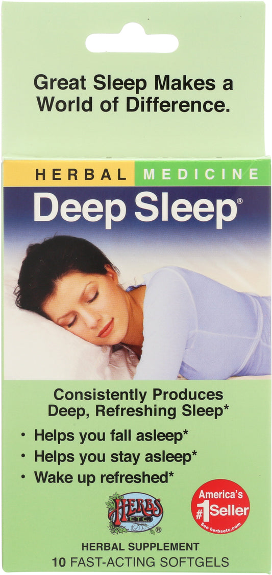 Herbs Etc. Deep Sleep 10 Soft Gels Front of Box