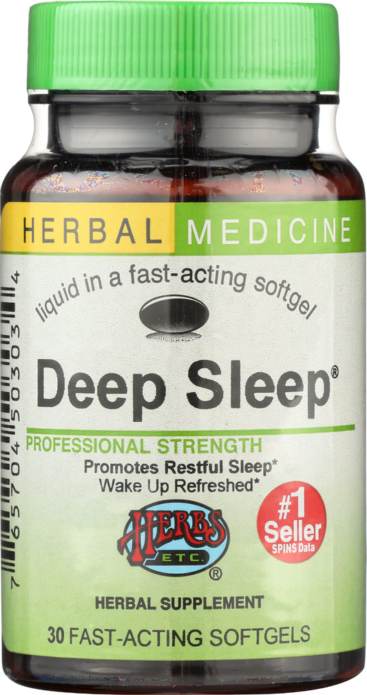 Herbs Etc. Deep Sleep 30 Soft Gels Front of Bottle
