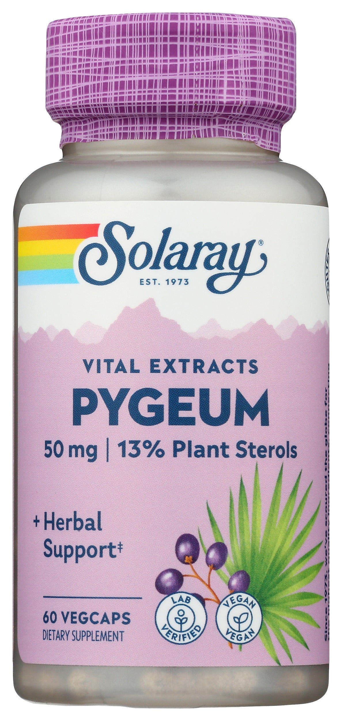 Solaray Pygeum Bark Extract 50mg 60 VegCaps Front of Bottle