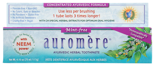 Auromere Mint-Free Ayurvedic Herbal Toothpaste 4.16 oz