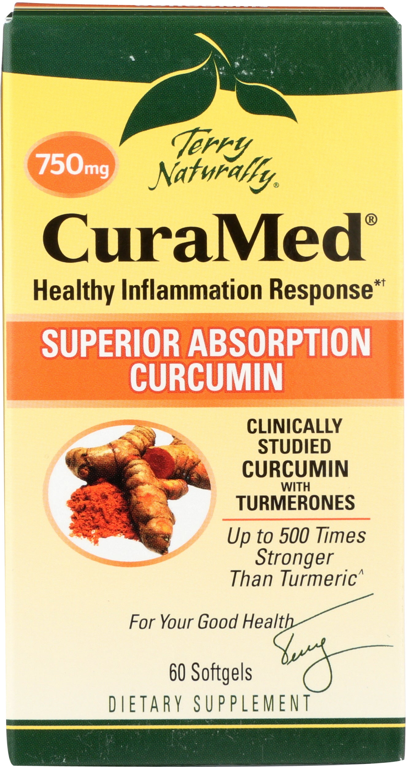 Terry Naturally CuraMed 750mg 60 Softgels Front of Box