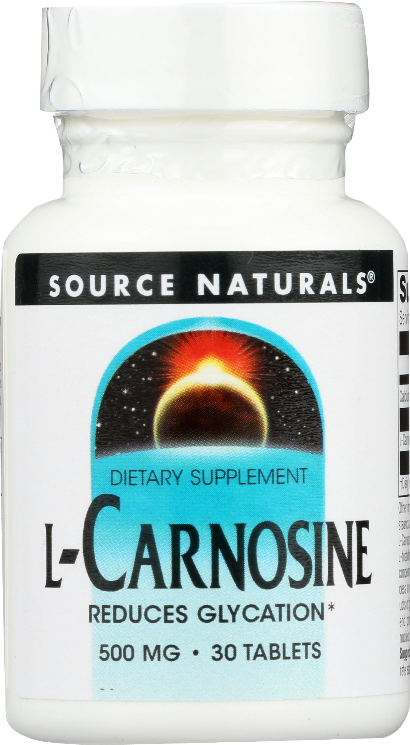 Source Naturals L-Carnosine 500 mg 30 Tablets Front