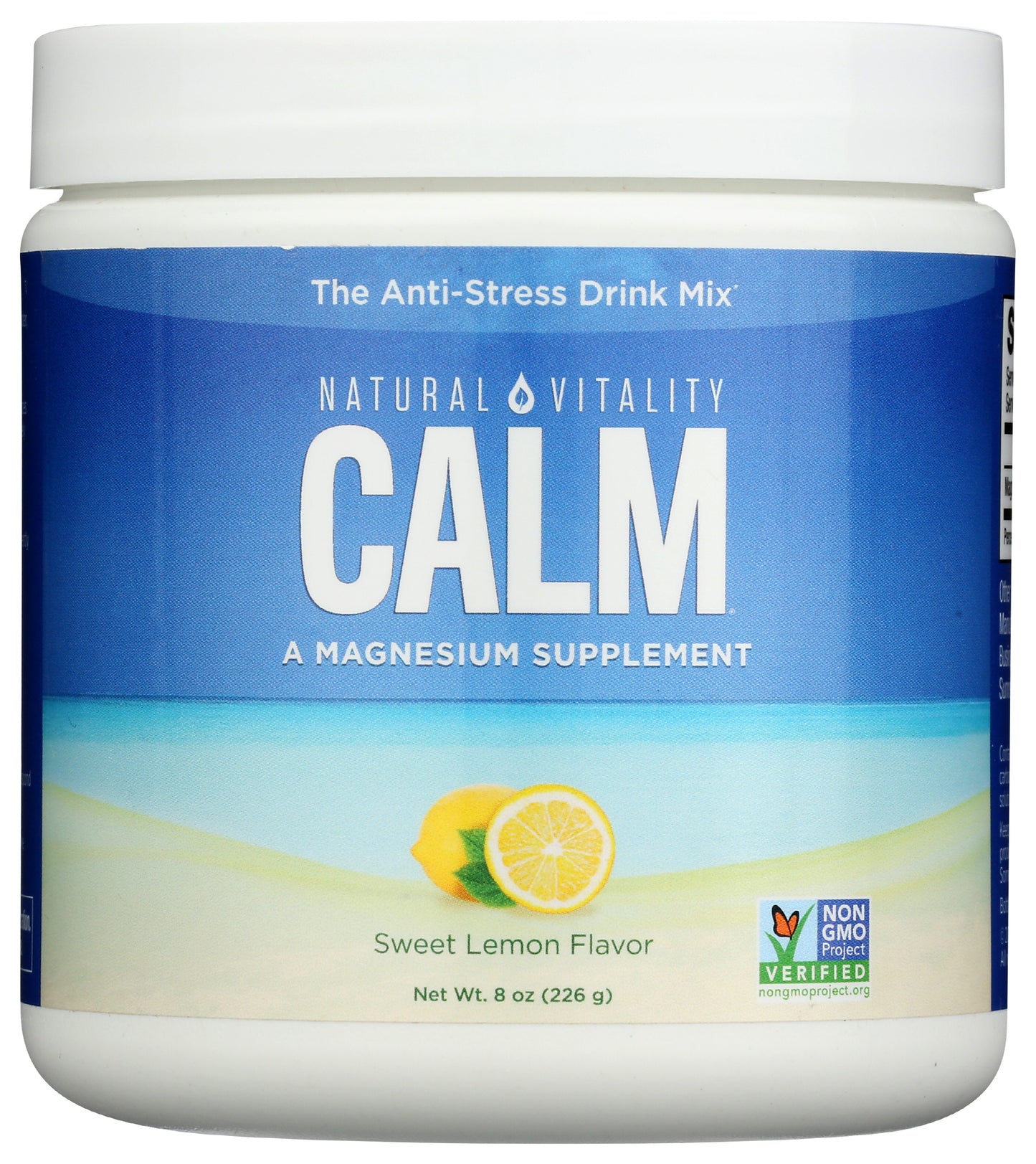 Natural Vitality Calm Magnesium Supplement Lemon Flavor 8oz Front of Bottle