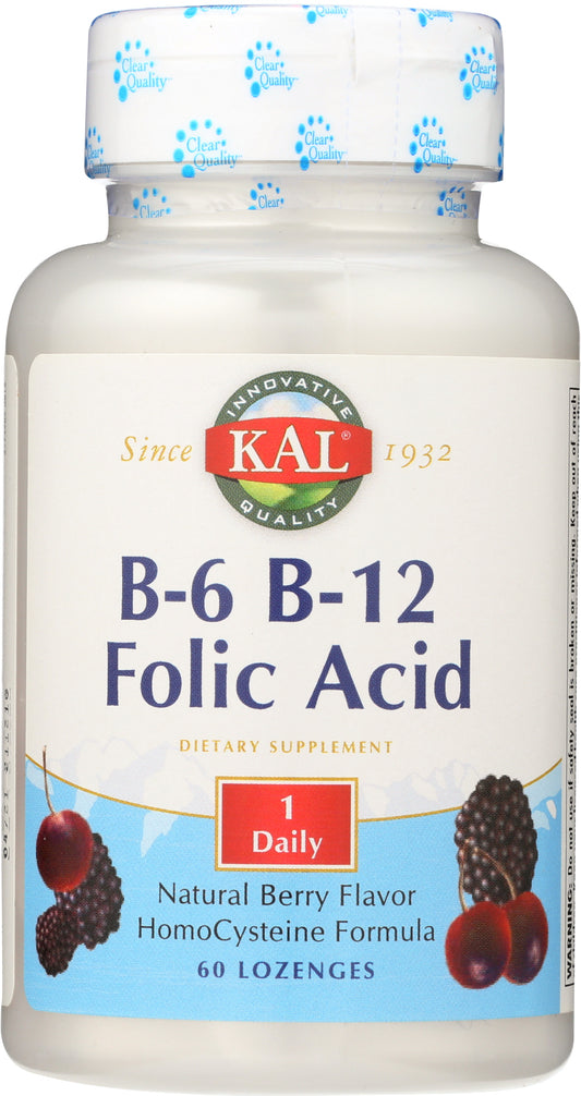 KAL B6-B12 Folic Acid 60 Lozenges Front of Bottle