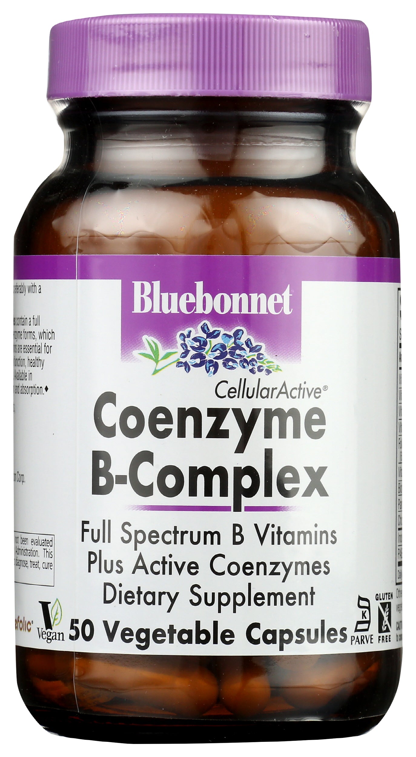 Bluebonnet Coenzyme B-Complex 50 Vegetable Capsules Front of Bottle