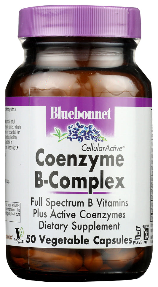 Bluebonnet Coenzyme B-Complex 50 Vegetable Capsules Front of Bottle