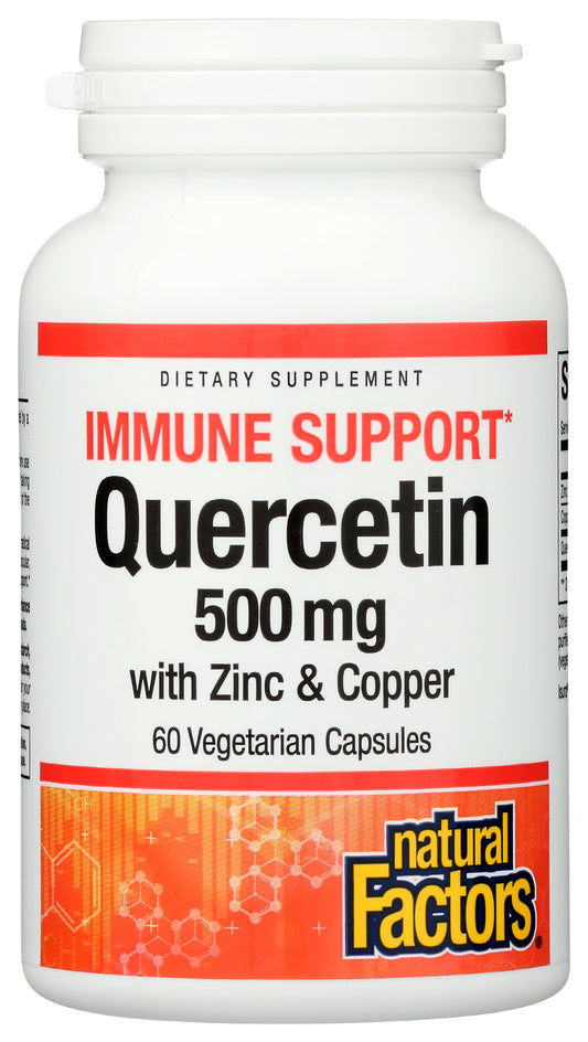 Natural Factors Quercetin with Zinc & Copper 60 Capsules Front of Bottle