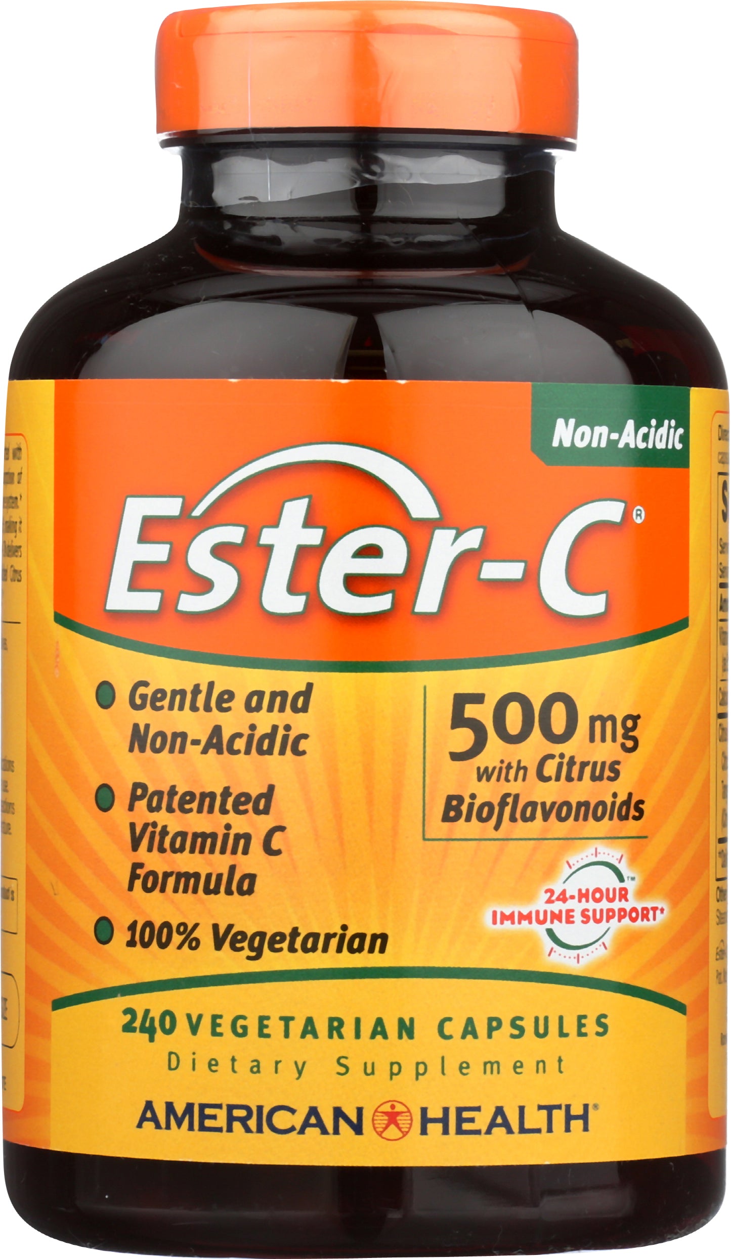 American Health Ester-C 500mg 240 Vegetarian Capsules Front of Bottle