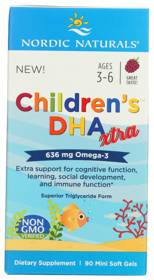 Nordic Naturals Children's DHA Xtra 636 mg Omega-3 90 Mini Soft Gels Front