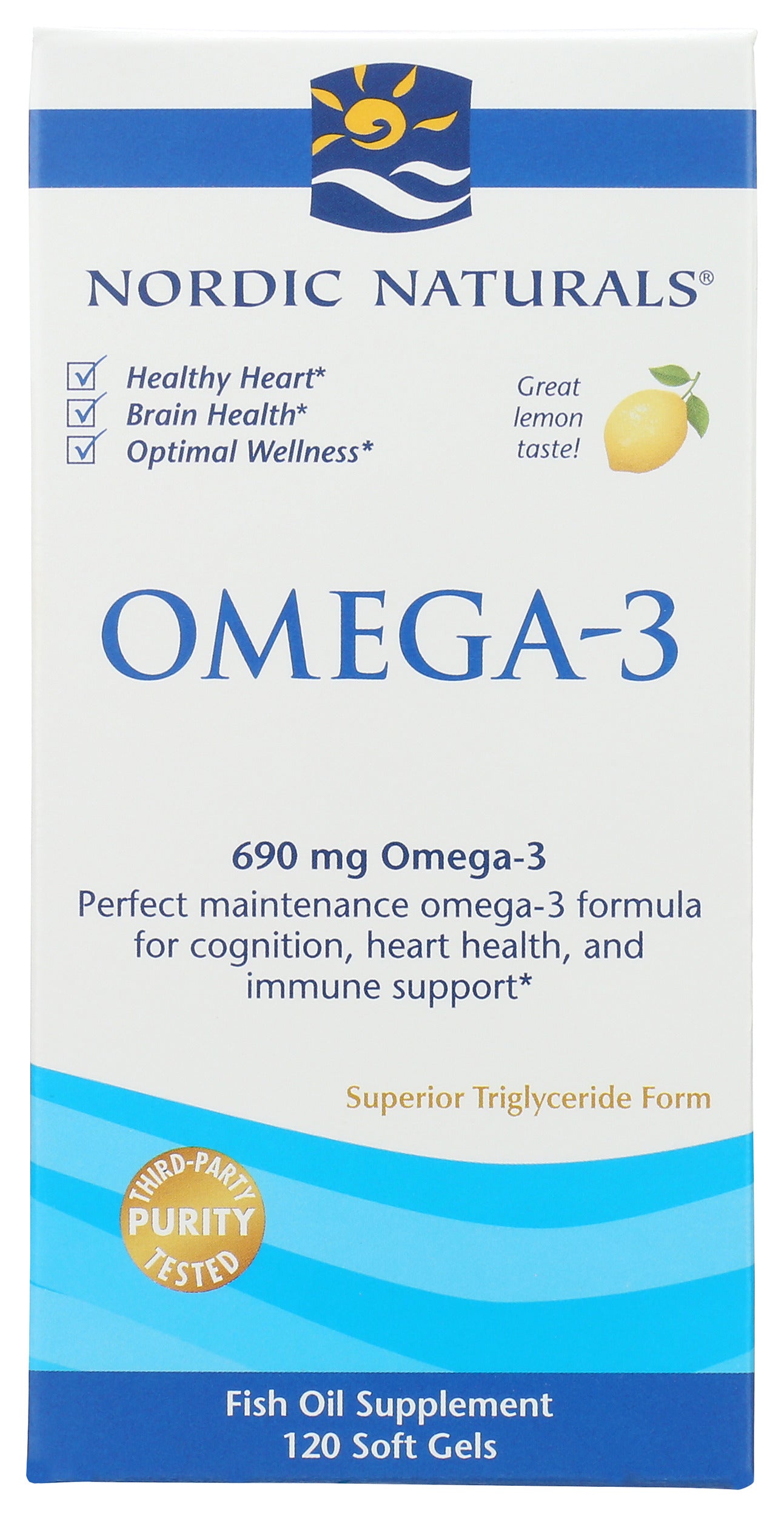 Nordic Naturals Omega-3 690mg 120 Soft Gels Front of Box