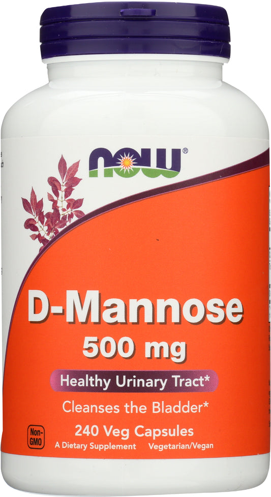 Now D-Mannose 500mg 240 VegCaps Front of Bottle