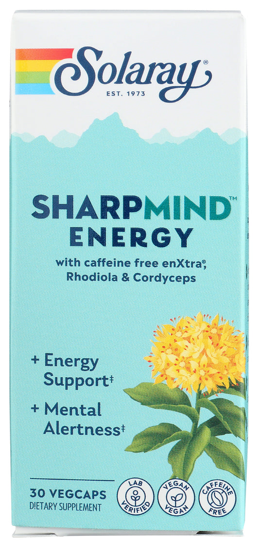 Solaray SharpMind Energy 30 VegCaps Front of Box