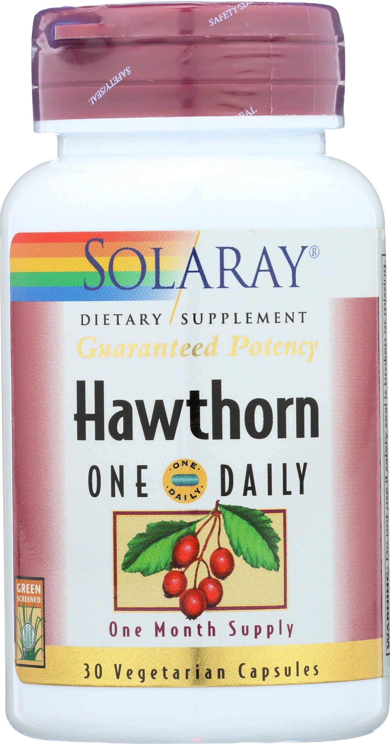Solaray Hawthorn Aerial Extract 600 mg 30 VegCaps Front
