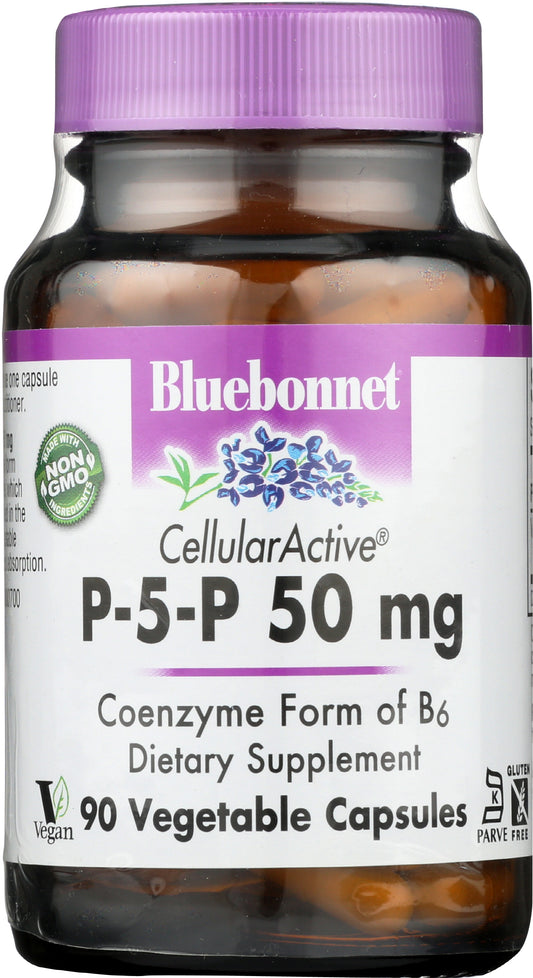 Bluebonnet P5P 50mg 90 Vegetable Capsules Front of Bottle