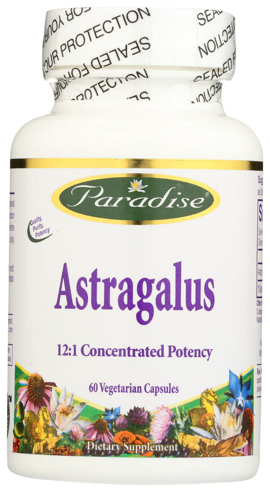 Paradise Astragalus 60 Vegetarian Capsules Front of Bottle