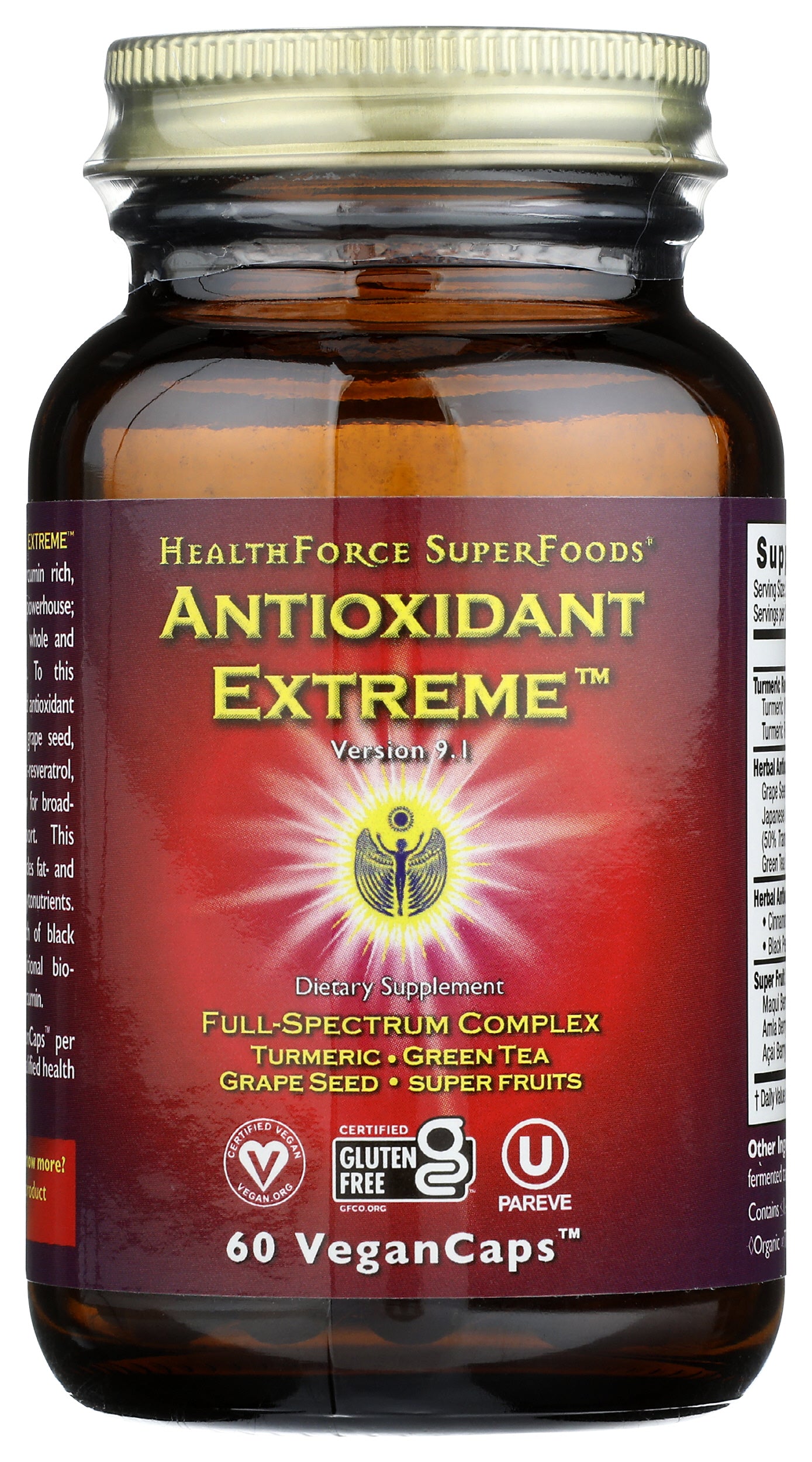 HealthForce SuperFoods Antioxidant Extreme 60 Vegan Caps Front of Bottle