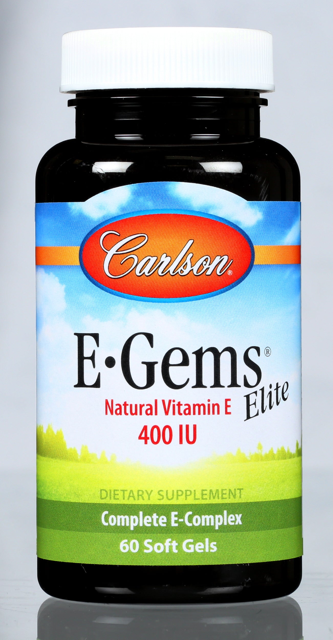Carlson E-Gems Elite 268mg 60 Soft Gels Front of Bottle