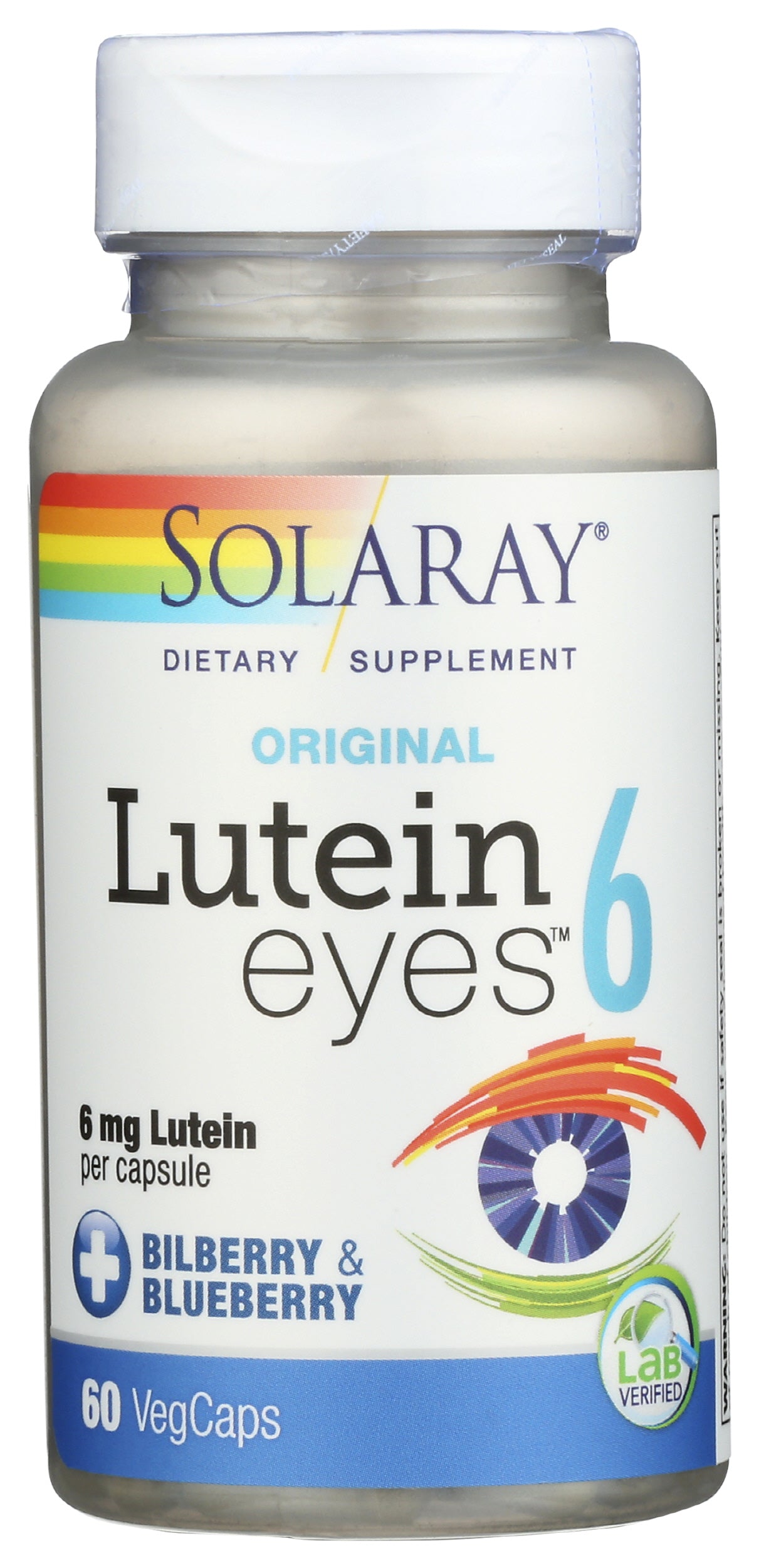 Solaray Original Lutein Eyes 6 60 VegCaps Front