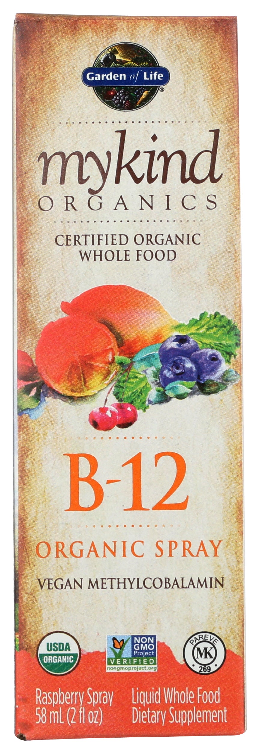 Garden of Life B-12 Organic Spray 2 fl oz Front of Box
