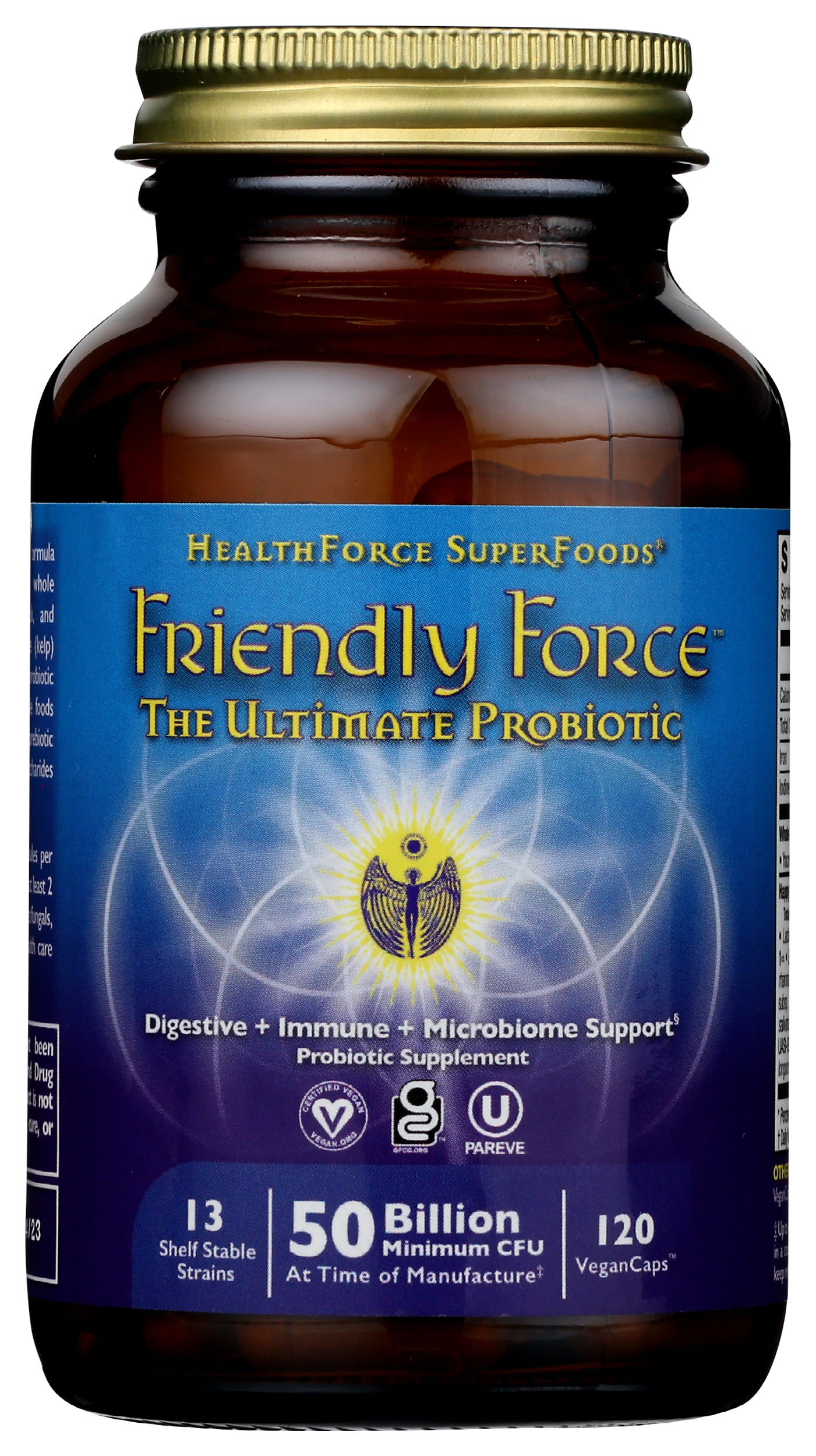HealthForce SuperFoods Friendly Force Probiotic Front of Bottle