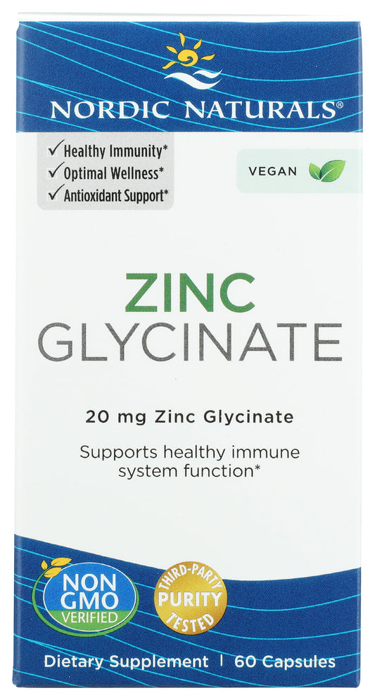 Nordic Naturals Zinc Glycinate 60 Capsules Front of Box