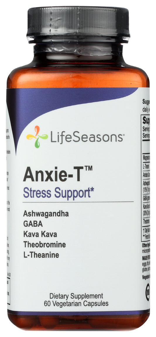 LifeSeasons Anxie-T Stress Support 60 Veg Capsules Front of Bottle