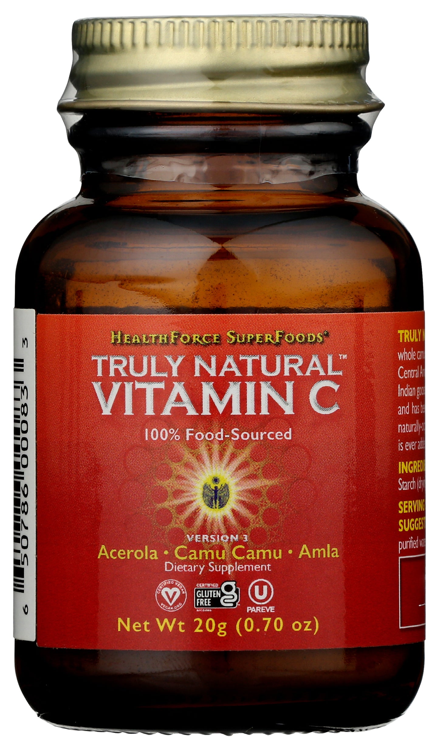 HealthForce SuperFoods Vitamin C 20g Powder Front of Bottle