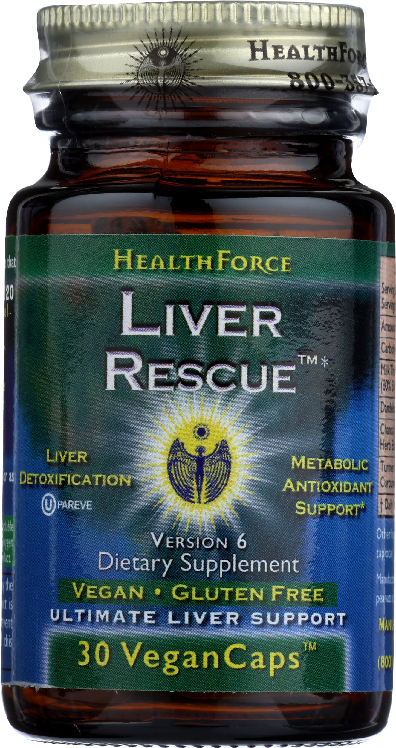 HealthForce SuperFoods Liver Rescue 30 VeganCaps Front of Bottle