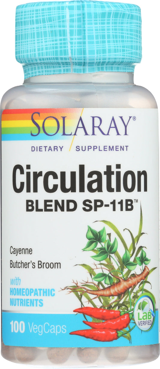 Solaray Circulation Blend SP-11B Cayenne Butcher's Broom 100 VegCaps Front