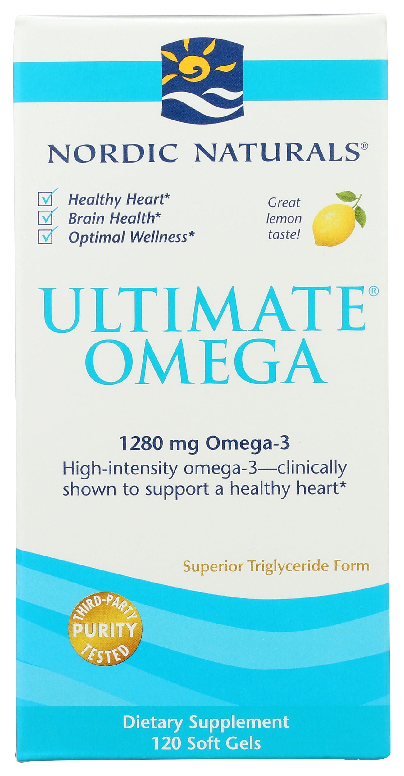 Nordic Naturals Ultimate Omega 1280mg 120 Soft Gels Front of Box