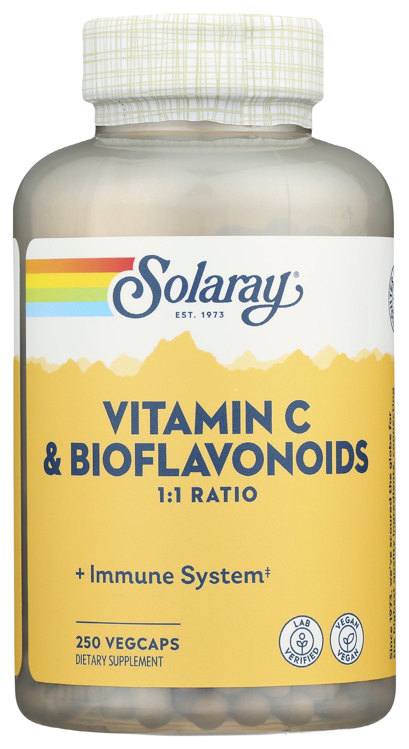 Solaray Vitamin C & Bioflavonoids 250 VegCaps Front of Bottle