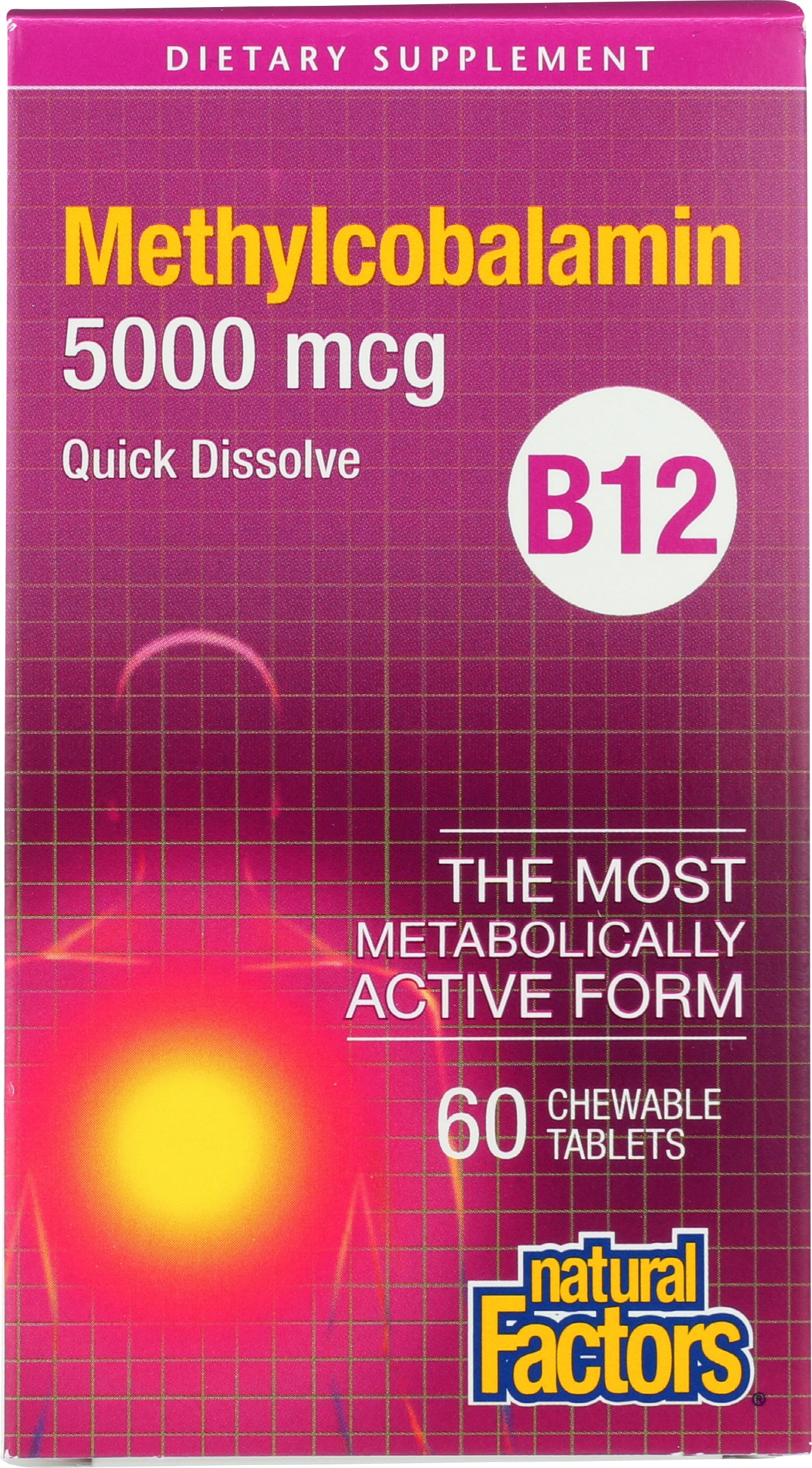 Natural Factors Methylcobalamin 5000 mcg 60 Tablets Front of Box