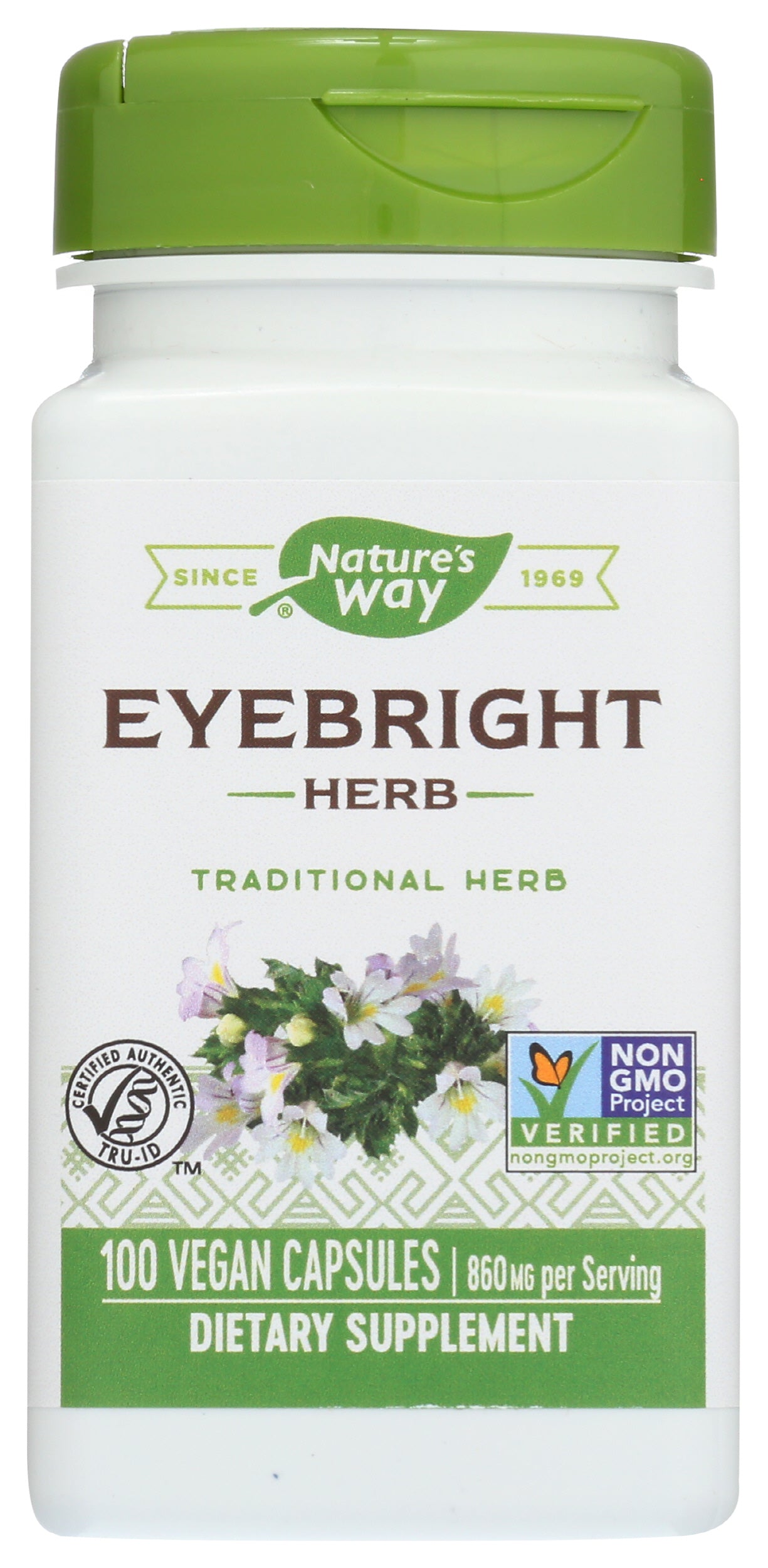 Nature's Way Eyebright Herb 860mg 100 Vegan Capsules Front of Bottle