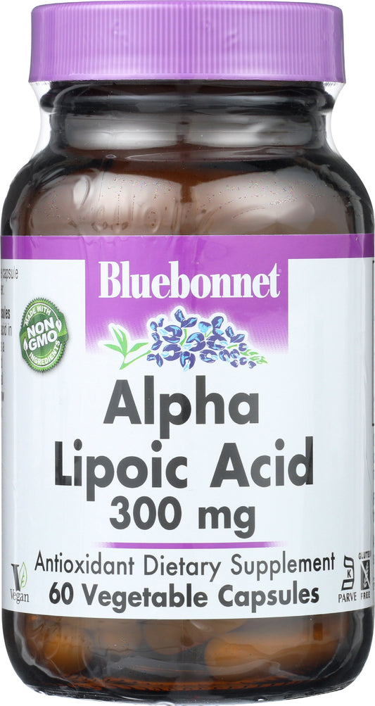 Bluebonnet Alpha Lipoic Acid 300mg 60 Vegetable Capsules Front