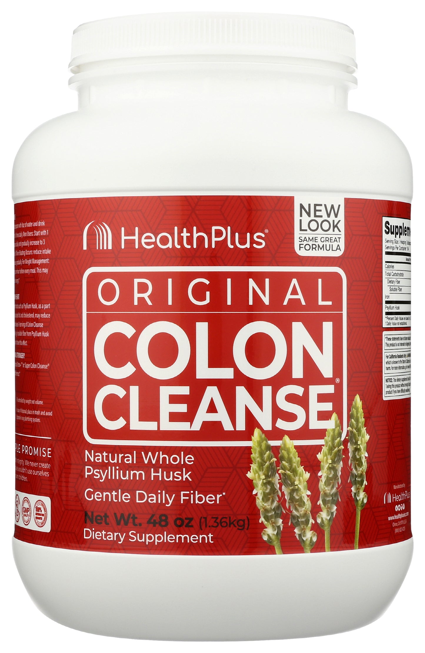 HealthPlus Colon Cleanse Powder Psyllium Husk 48 oz. Front