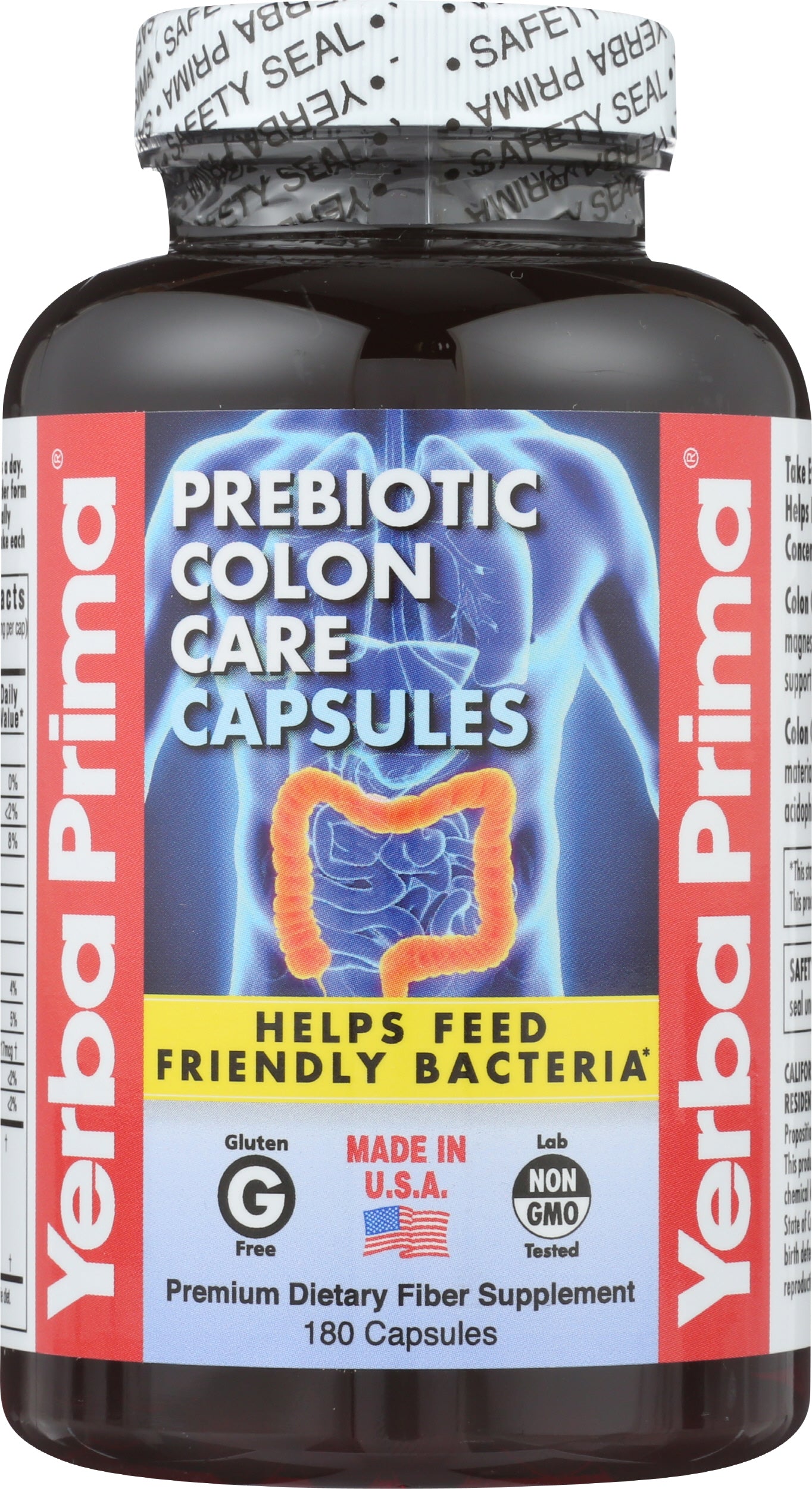 Yerba Prima Prebiotic Colon Care 180 Capsules Front