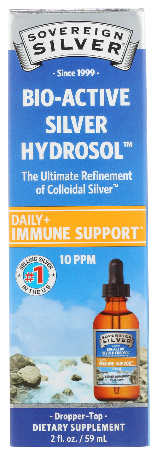 Sovereign Silver Bio-Active Silver Hydrosol Dropper-Top 2 Fl. Oz. Front of Box