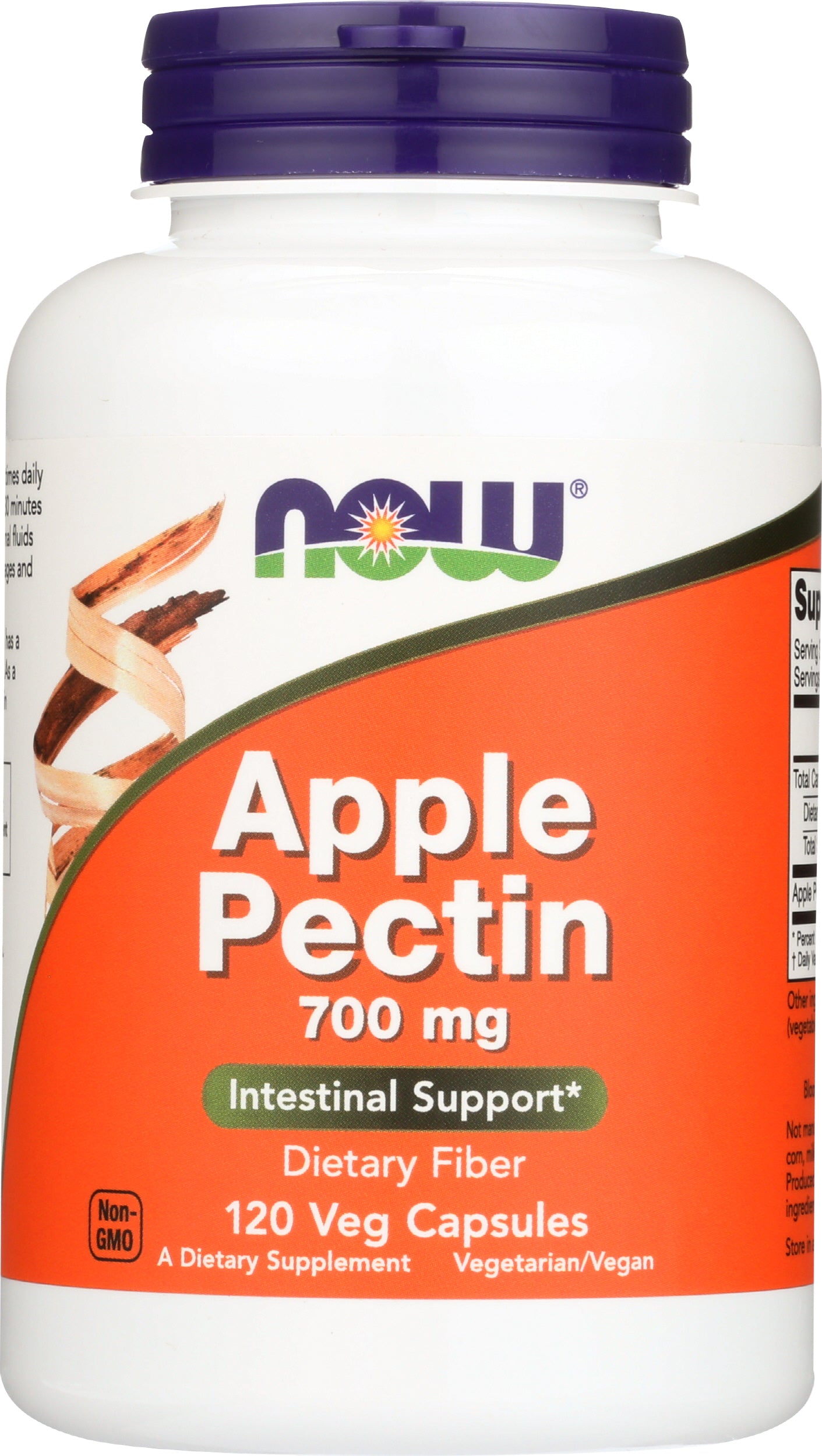 NOW Apple Pectin 700mg 120 Veg Capsules Front