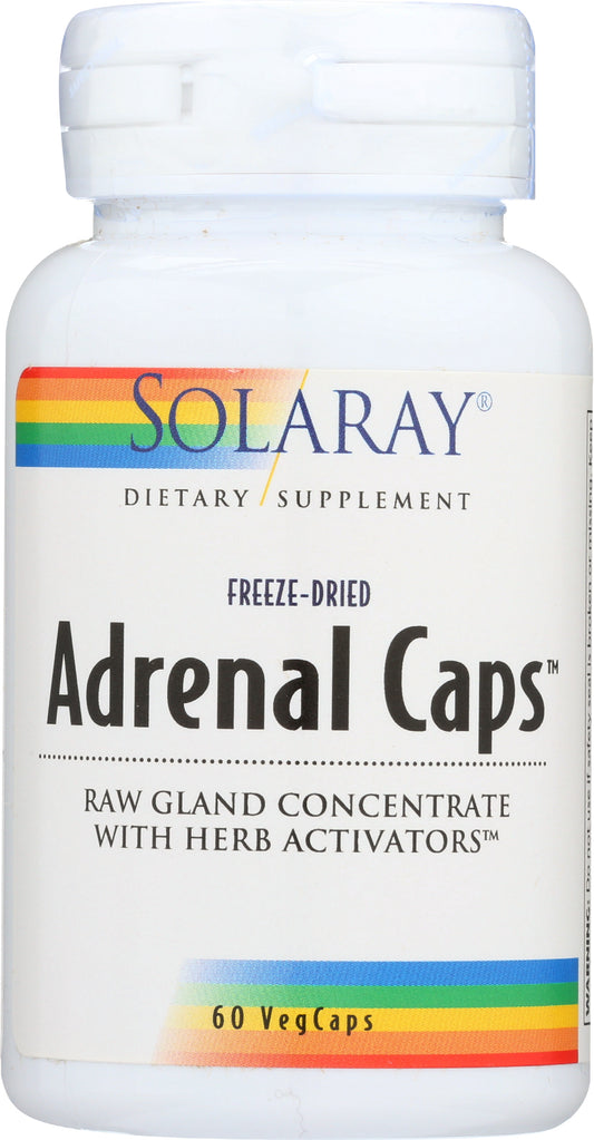 Solaray Freeze-Dried Adrenal Caps with Herb Activators 60 VegCaps Front of Bottle