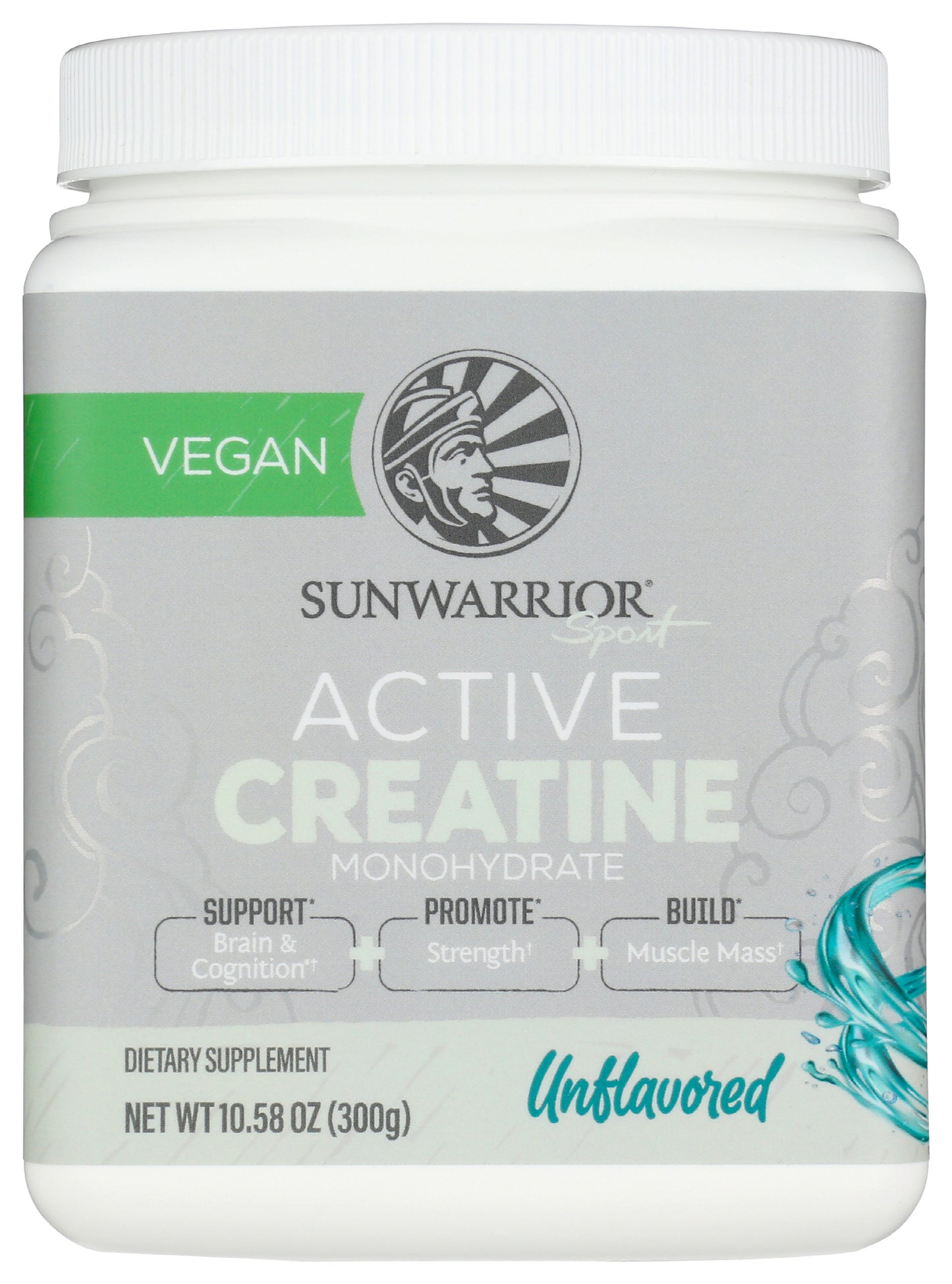 Sunwarrior Sport Active Creatine Unflavored 300g Front of Tub