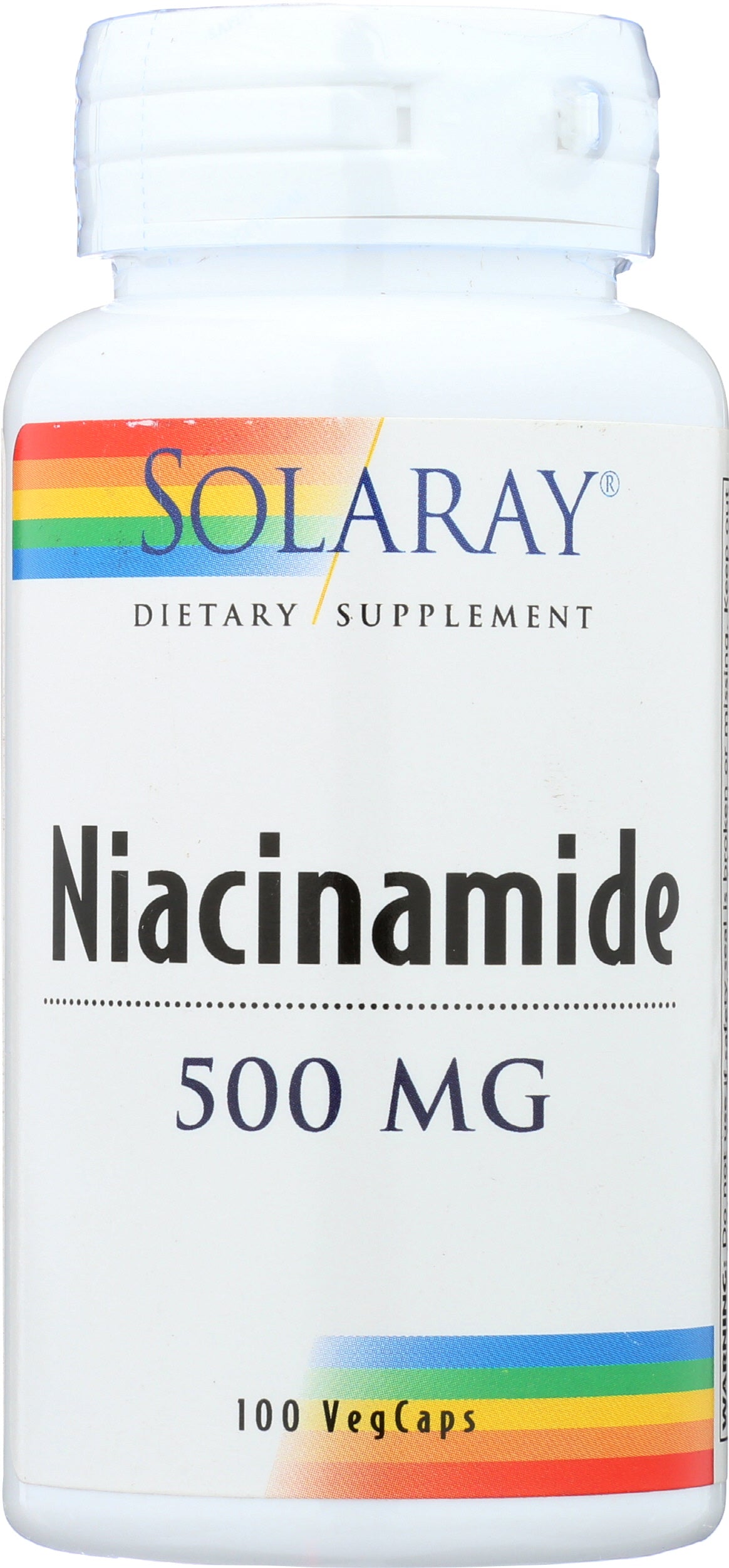 Solaray Niacinamide 500mg 100 VegCaps Front of Bottle