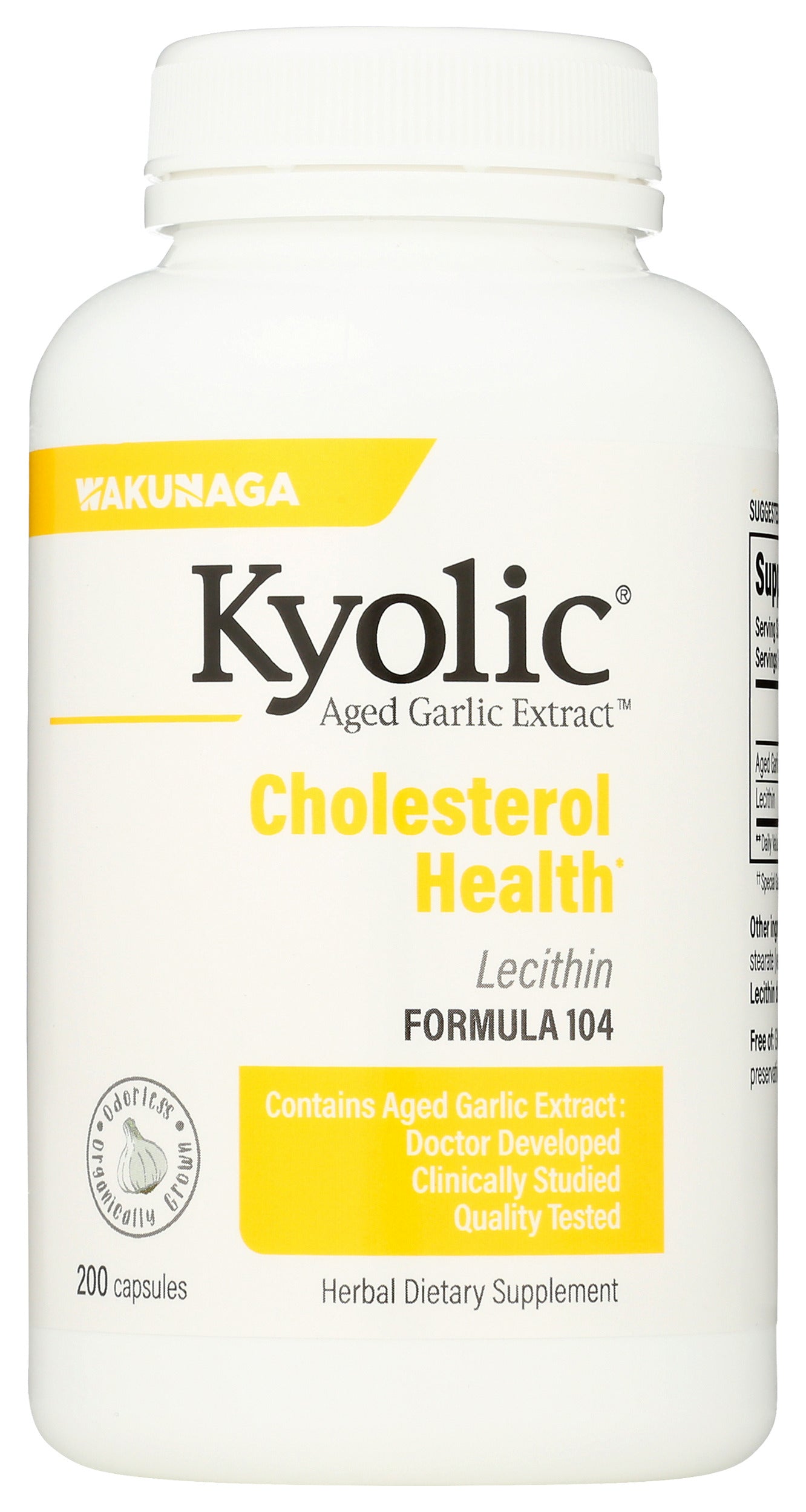 Wakunaga Kyolic Aged Garlic Extract Cholesterol Health 200 Capsules Front